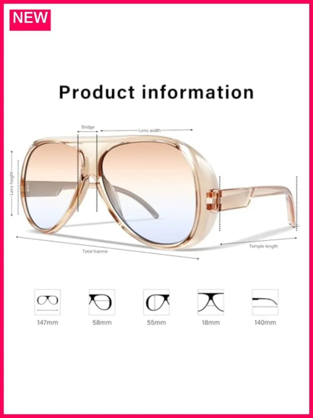 3 Pack Oversized Aviator Sunglasses Women UV Protection Lightweight Tangle Free